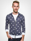 Star Print Zip Hoodie
