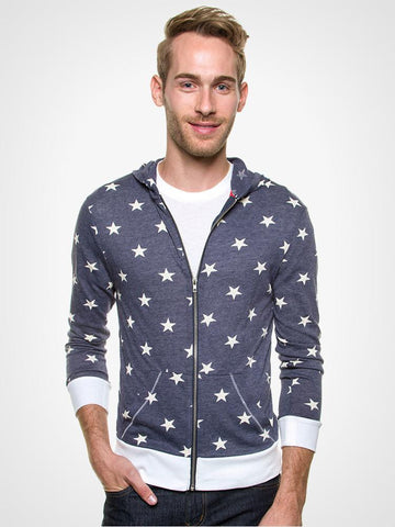 Star Print Zip Hoodie