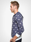 Star Print Zip Hoodie