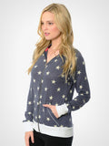 Star Print Zip Hoodie