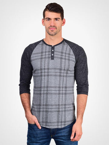Printed 3/4 Sleeve Henley