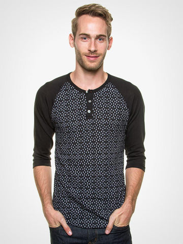 Printed 3/4 Sleeve Henley
