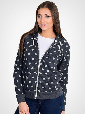 Polka Dot Fleece Zip Hoodie