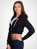Cropped Fleece Zip Hoodie