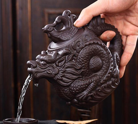 Dragon and Phoenix Teapot made from Yixing Clay