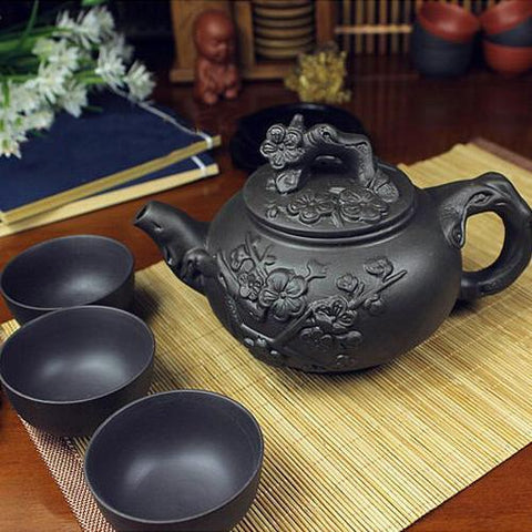 New Teapot Chinese Porcelain Yixing Zisha Tea Pot 380ml + 3 Cups 60ml Kung Fu Tea Set Teapots Handmade Zisha Ceramic Kettle
