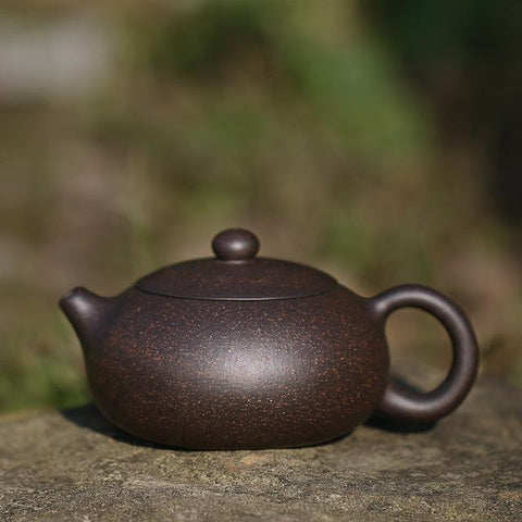 Purple teapot, tea set mud black clay pot, diamond sand flat , Xi Shi pot