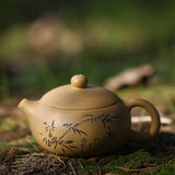 Purple teapot, tea set mud black clay pot, diamond sand flat , Xi Shi pot