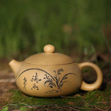 Purple teapot, tea set mud black clay pot, diamond sand flat , Xi Shi pot