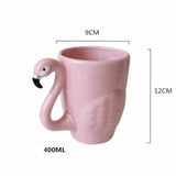 3D Cartoon Flamingos Bird Teapots Super Beauty ins Girl Pink Ceramic Cute Animal Coffee Mug Tea Pot Cup Birthday Gift Decoration