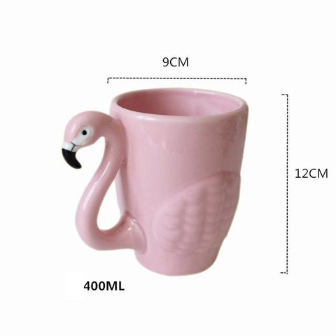 3D Cartoon Flamingos Bird Teapots Super Beauty ins Girl Pink Ceramic Cute Animal Coffee Mug Tea Pot Cup Birthday Gift Decoration
