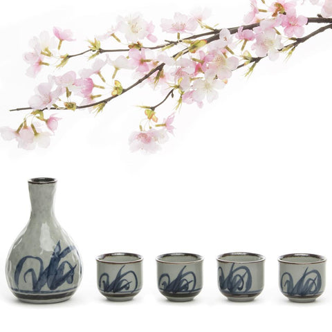 Chinese Tea Cup Set Handmade Ceramics Sake Pot + 4 Sake Cups 5pcs 200ML Pottery Porcelain Sake Set Pottery Tea Cups Tea Pot Set