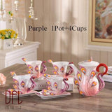New Color Enamel Peacock Coffee Pot Kettle Mug Cup Sets Creative Bone China Tea Milk Drinkware