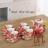 New Color Enamel Peacock Coffee Pot Kettle Mug Cup Sets Creative Bone China Tea Milk Drinkware