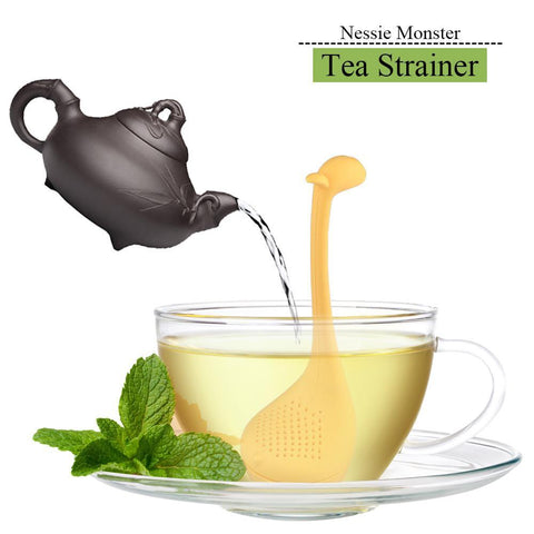 Cute Silicone Nessie Monster Tea Infuser Strainer with Long Handle Neck