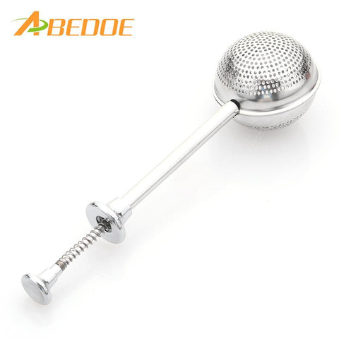 ABEDOE High Quality Convenient Ball Shaped Stainless Steel Silver Push Style Tea Infuser Strainer Tea Infuser Tool
