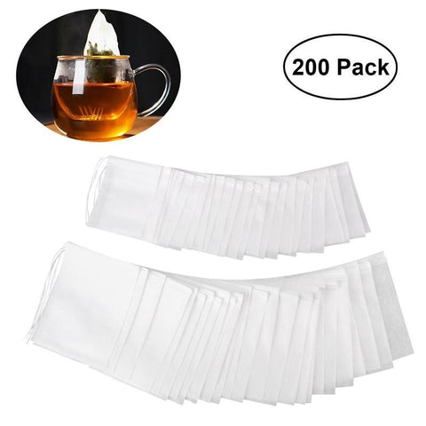 OUNONA 200pcs Drawstring Tea Bag Filter Paper Empty Tea Pouch Bags for Loose Leaf Tea Powder Herbs