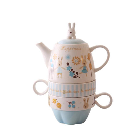 Sugar rabbit tea set with a pot of two cups ceramic tea set afternoon of camellia fruit tea with filtering the teapot