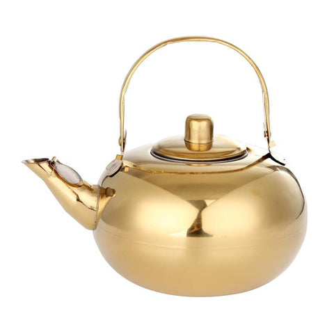 Gold Tea Kettle With Strainer Stainless Steel Tea Pot Outdoor Camping Tea Set Flower Tea Set Puer Kettle Kitchen Water Pot