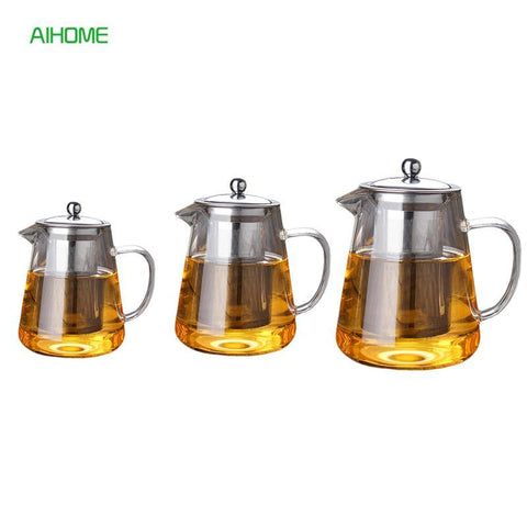 High Quality Heat Resistant Glass Teapot Tea Pot for Chinese Kung Fu Tea/Black Tea Office Coffee Kettle 450ml/750ml/950ml