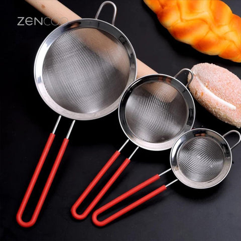 ZENCOO 304 Stainless Steel Fine Mesh Strainer Colander Flour Sieve with Silicone Handle, Juice and Tea Strainer Kitchen Tools