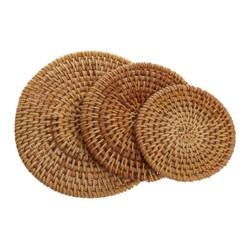 Handmade Rattan Mat Coasters Tea Coffee Drinks Pot Cushion Pad Teapot 8/10/13cm