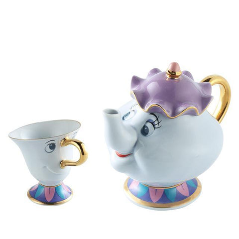 Beauty And The Beast Mug Mrs Potts Chip Tea Cup Ceramic Tea set [1 pot +6 cups]