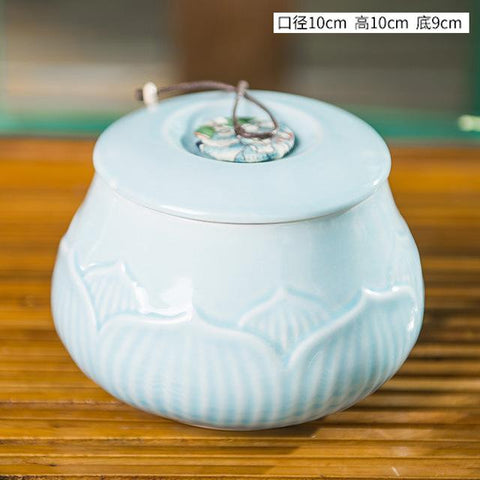 Ceramic Chinese Style Tea Pot Sealed Cans Black Tea Green Tea Storage Tank Storage Tank Home Decor Home Decoration Accessories