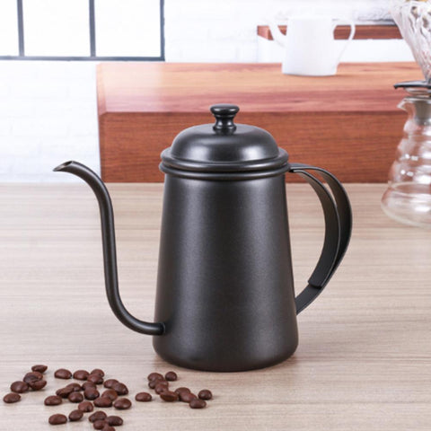 2017 Black Stainless Steel 650ml Coffee Tea Pot Hand Small Mouth Coffee Pot  Long Mouth kettle Teapot Coffee Accessories