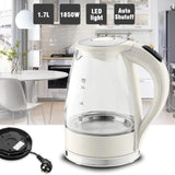 Black/White 1.7L Electric Kettle Cordless 1850W Ultra Fast Boiling Auto Shut-off Glass Tea Pot With LED Boil-Dry Protection
