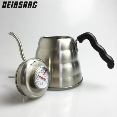 New 1200ml 304 Stainless Steel Thermometer Drip Kettle Tea pot Brewing Pot Hand Punch Coffee Pot Filter Tools Coffeeware